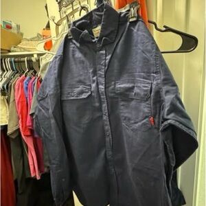 Navy Blue Fire Retardant Button-Up Shirt